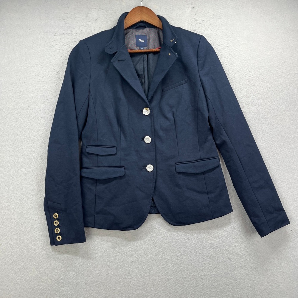 Gap Blazer Womens 4 Navy Academy Preppy Stretch Career Professional Office NEW